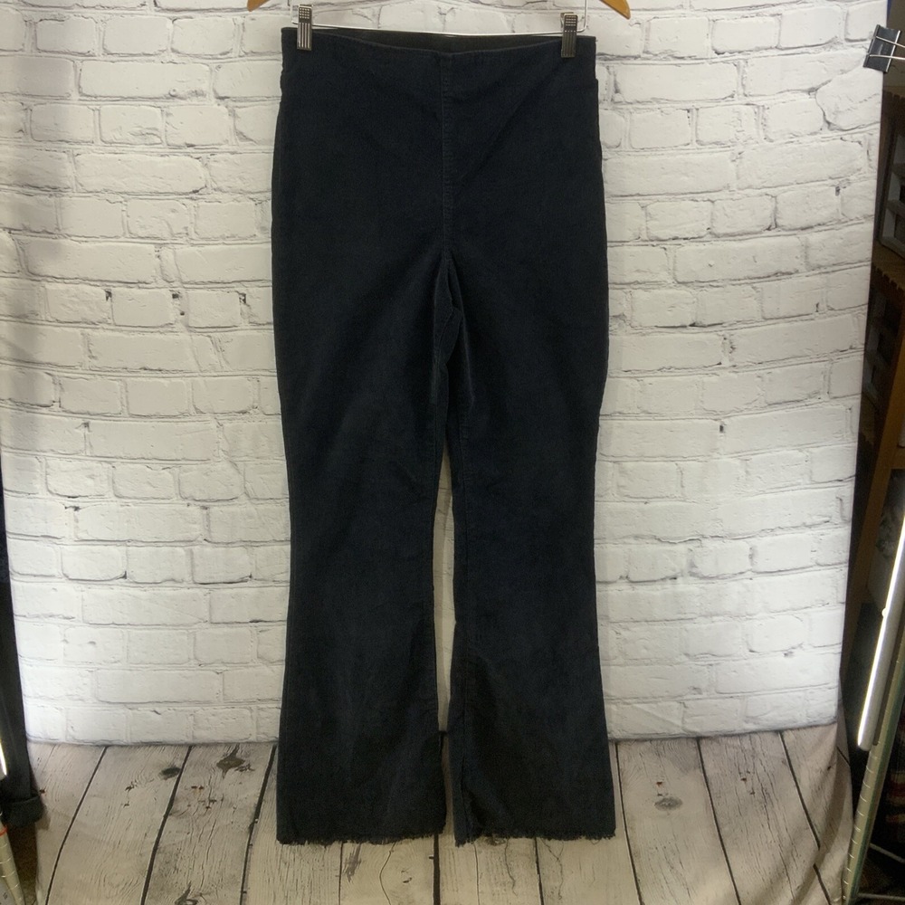 Knox Rose Pull On Pants Womens Sz S Black Corduroy High Rise Raw Hem